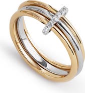 Ana Luisa Solid Yellow Gold - Two Tone Trio Diamond Link Ring