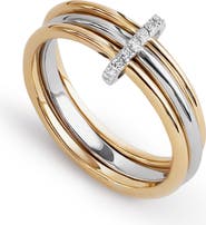 Ana Luisa Solid Yellow Gold - Two Tone Trio Diamond Link Ring