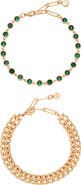 Ettika Set of 2 Emerald City Chain Bracelets