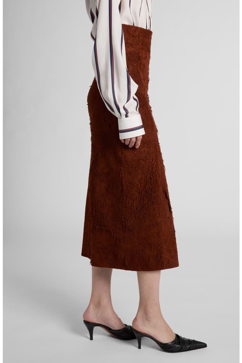 Distressed High Waist Suede Pencil Skirt, Alternate, color, BROWN