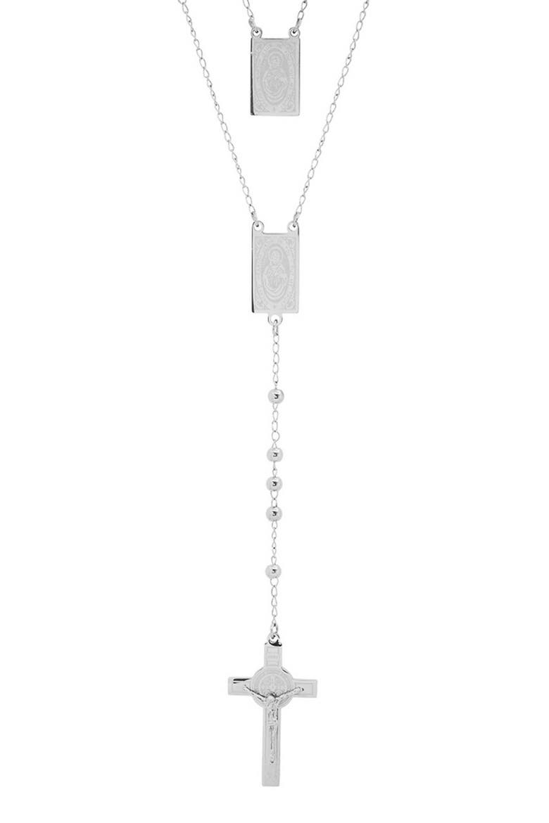Men's Stainless Steel Scapular Necklace, Main, color, SILVER