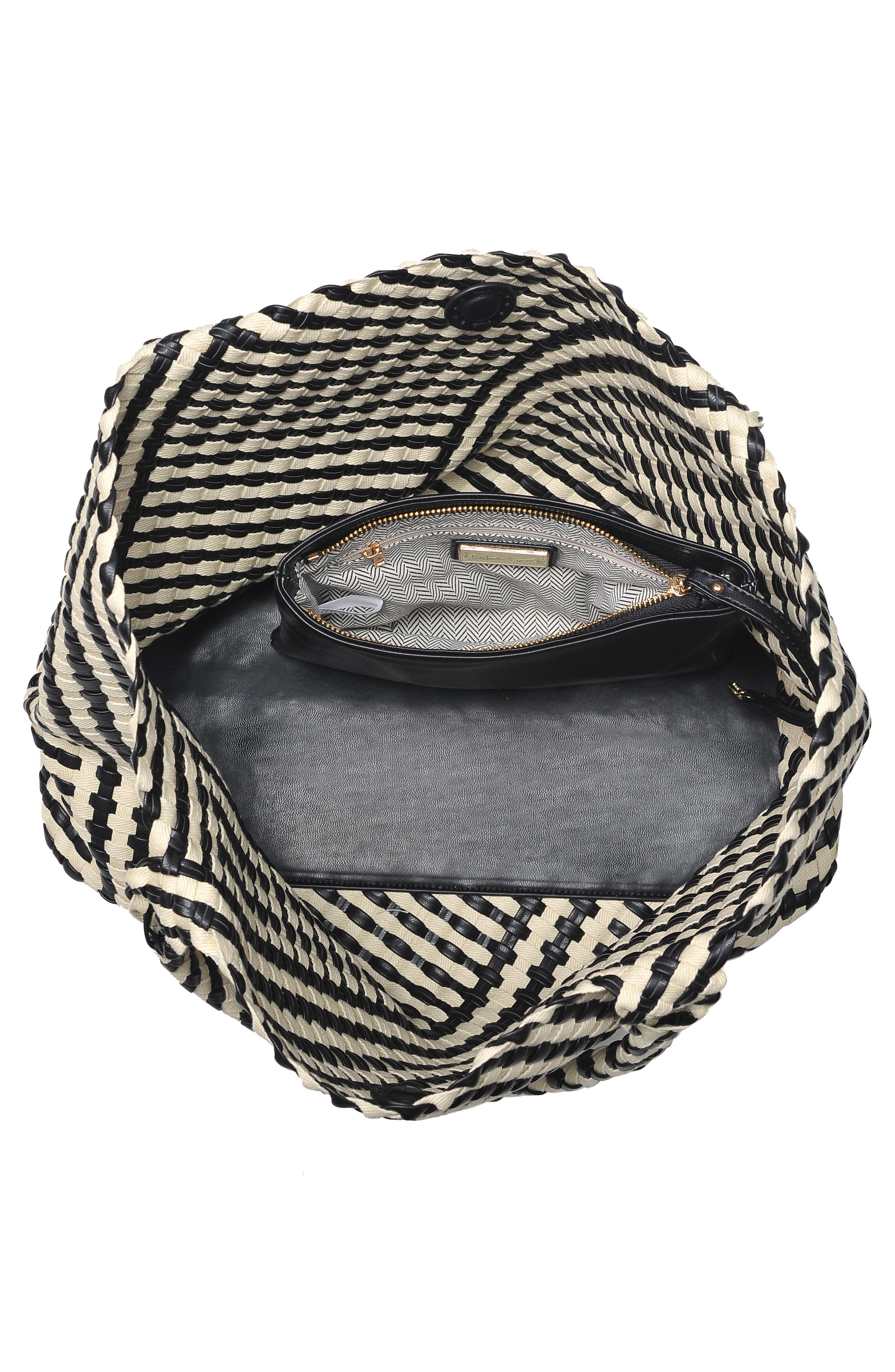 MODA LUXE Woven Tote, Alternate, color, Black Ivory