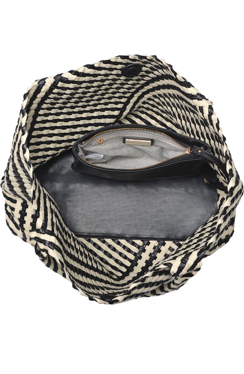 MODA LUXE Woven Tote, Alternate, color, Black Ivory