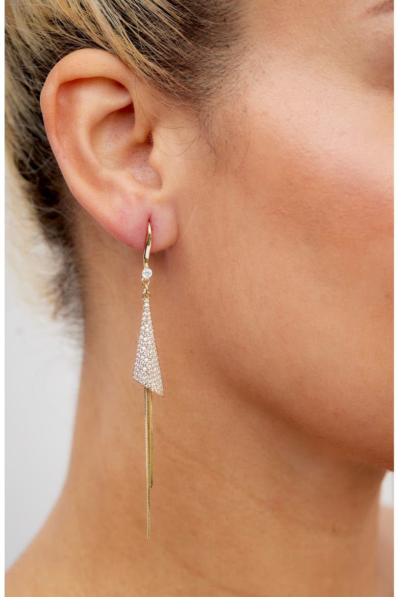 Pavé Cubic Zirconia Tassel Drop Earrings, Alternate, color, YELLOW GOLD