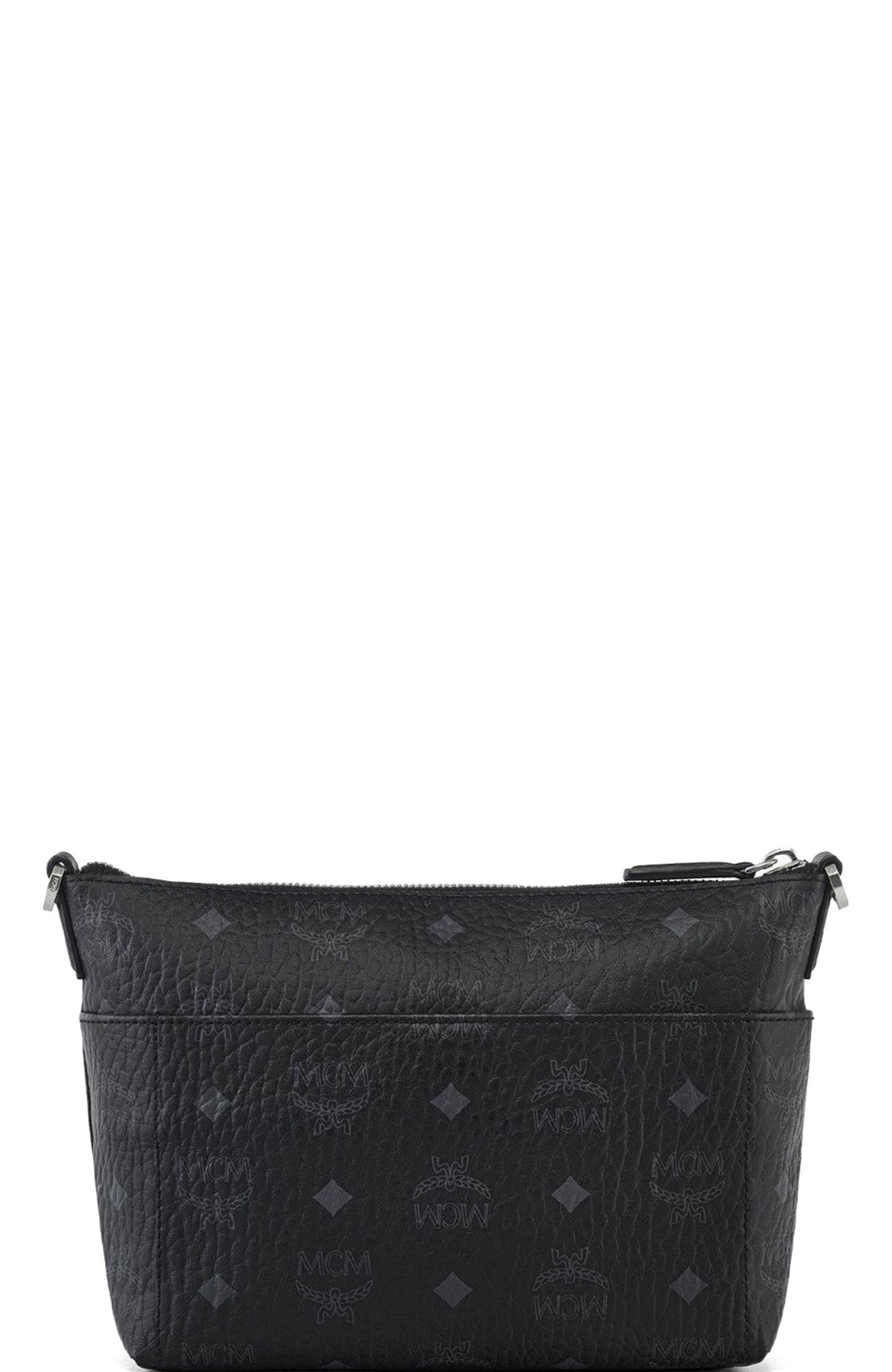 MCM Aren Crossbody in Visetos, Alternate, color, Black