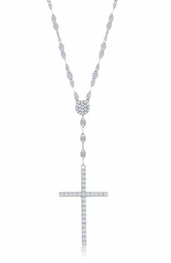 SIMONA Sterling Silver CZ Cross Pendant Necklace