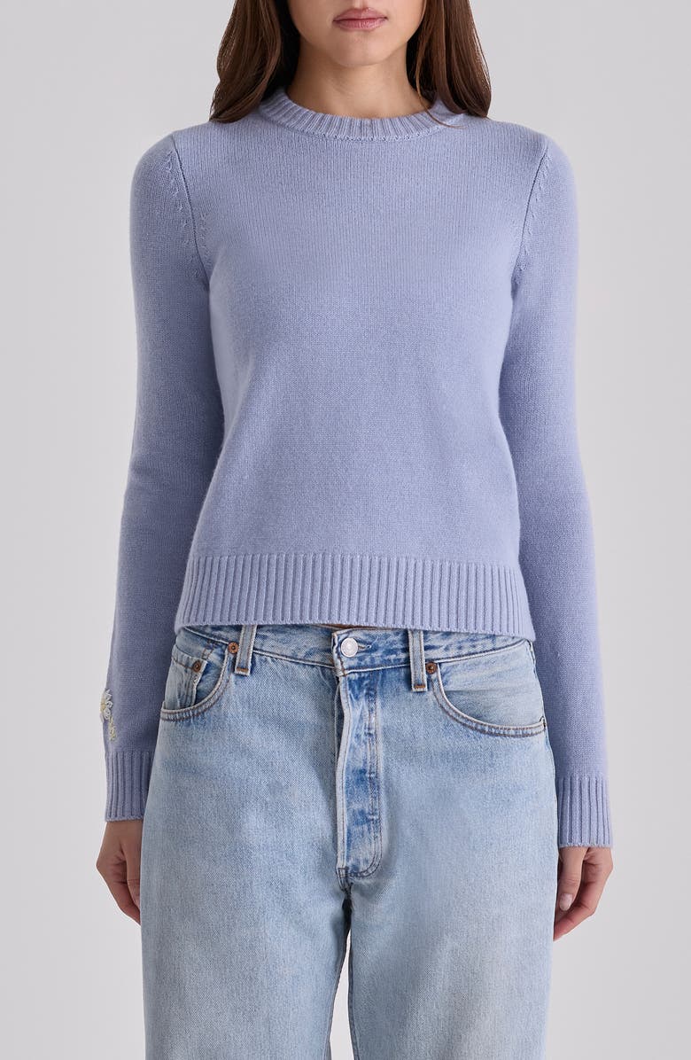 HOUSE OF CB Abbie Bluebell Merino Wool & Cashmere Blend Sweater, Main, color, Bluebell