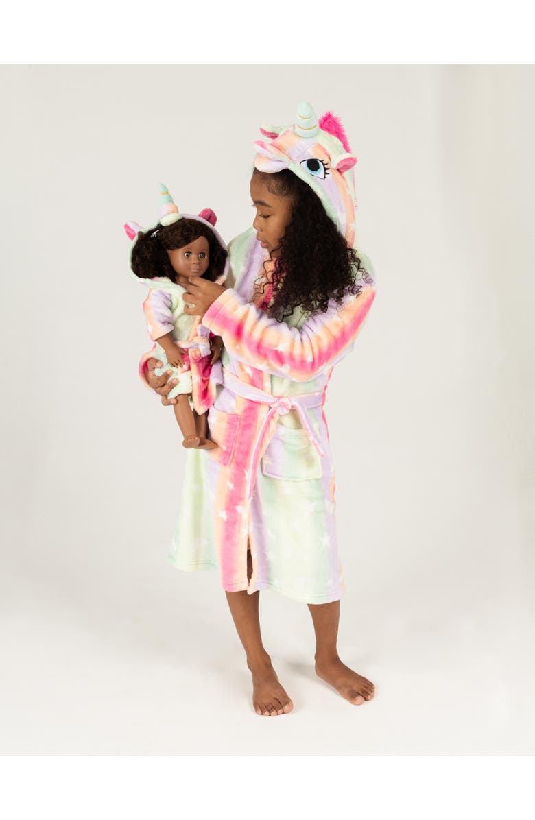 Leveret Girls Fleece Hooded Robe with Matching Doll Robe, Alternate, color, Stars