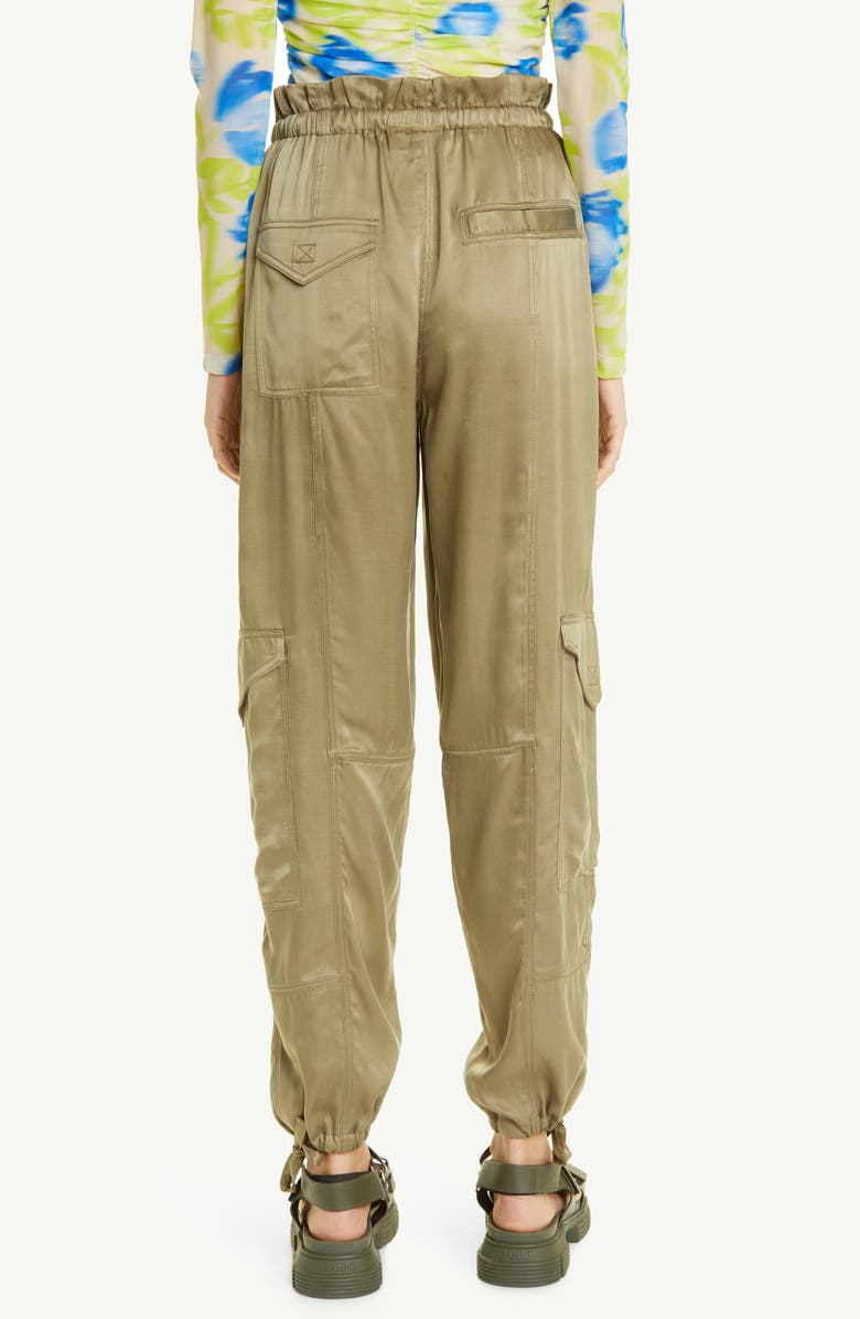 Ganni Washed Satin Cargo Pants, Alternate, color, 