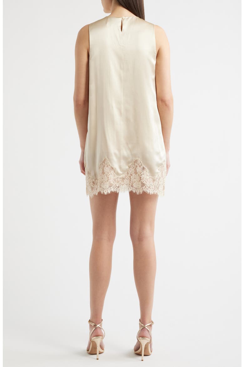 Jessalyn Sleeveless Lace Silk Minidress, Alternate, color, ALMOND