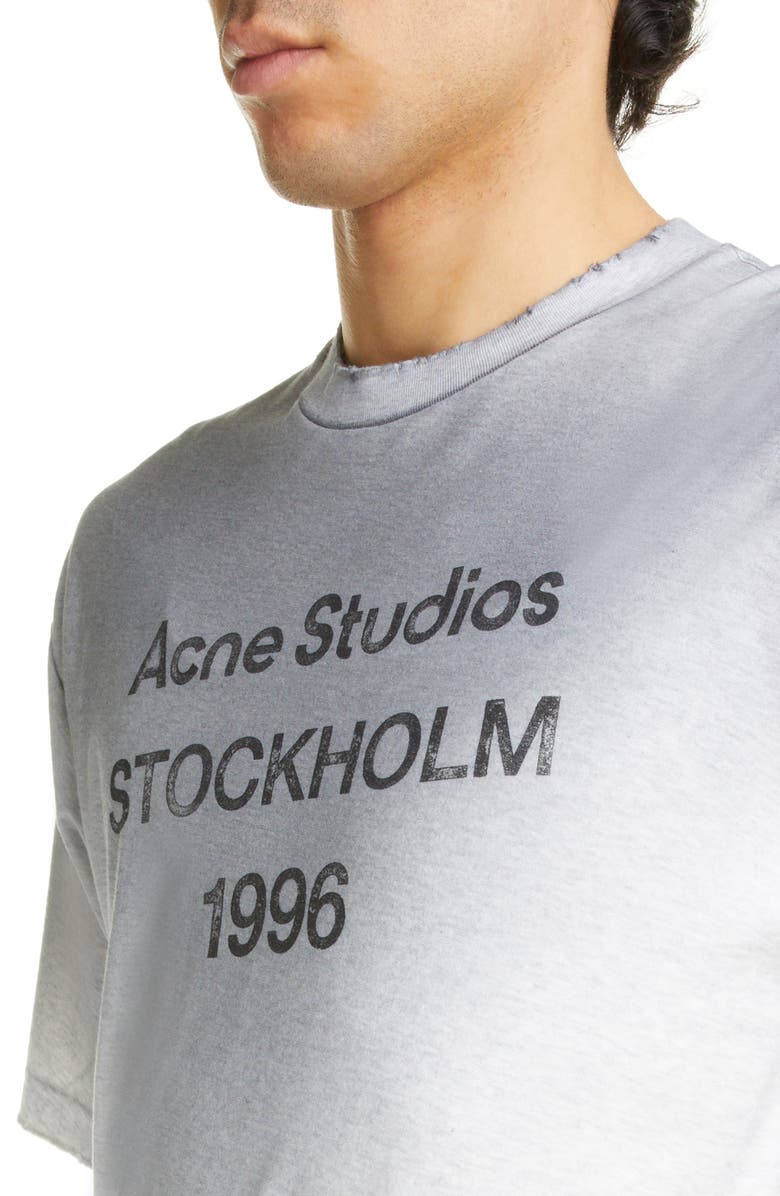 Acne Studios Address Distressed Organic Cotton Graphic T-Shirt, Alternate, color, 