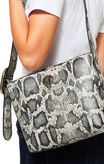 Small Chelsea Snake Embossed Leather Bucket Bag