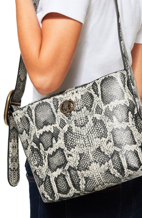 Kurt Geiger London Small Chelsea Snake Embossed Leather Bucket Bag In Open White