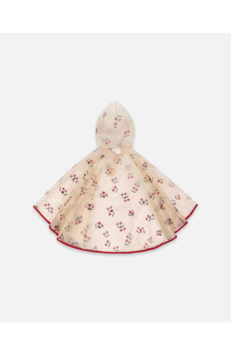 Deux par Deux Little Girl's Red Cherry Printed Rain Cape, Alternate, color, 