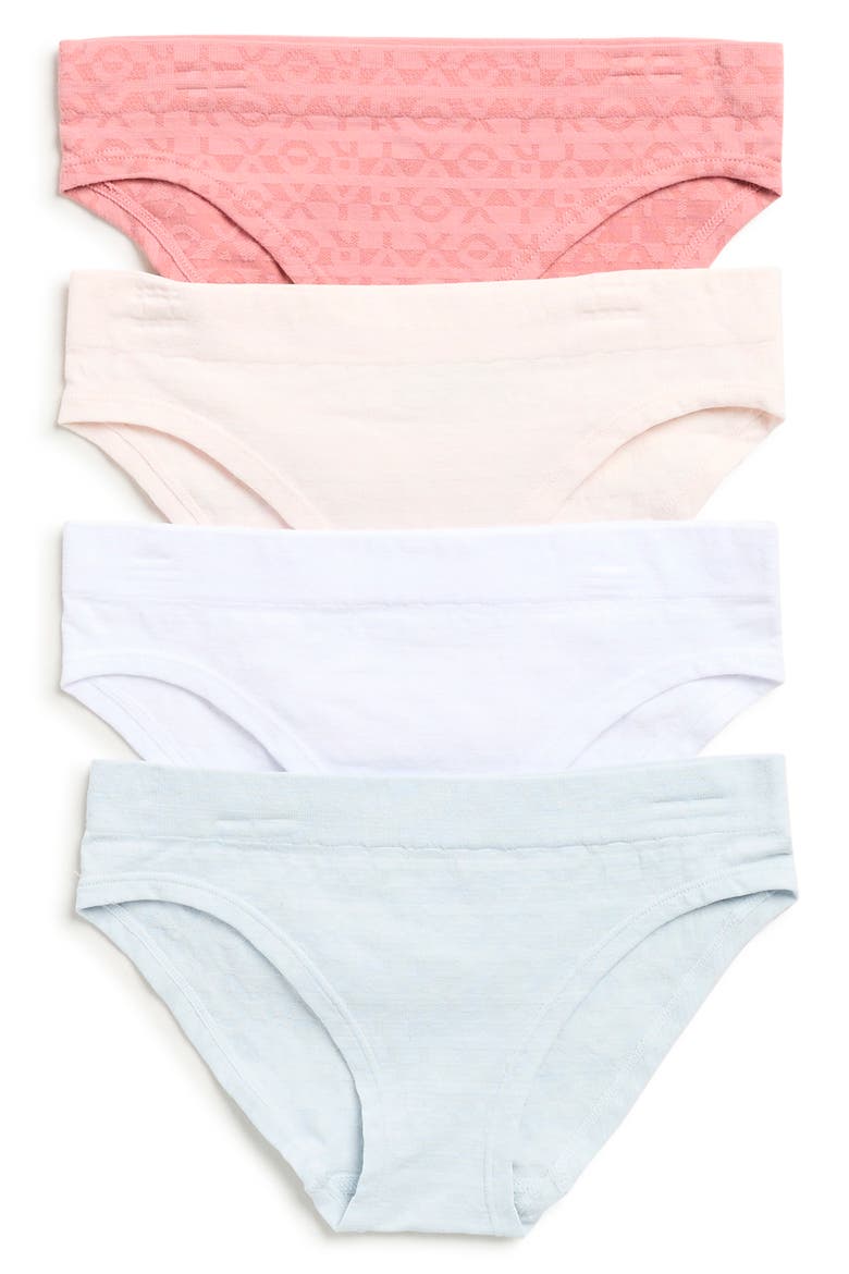 Kids' 4-Pack Logo Bikini Briefs, Main, color, GLACIER/ WH/ PINK / APRICOT