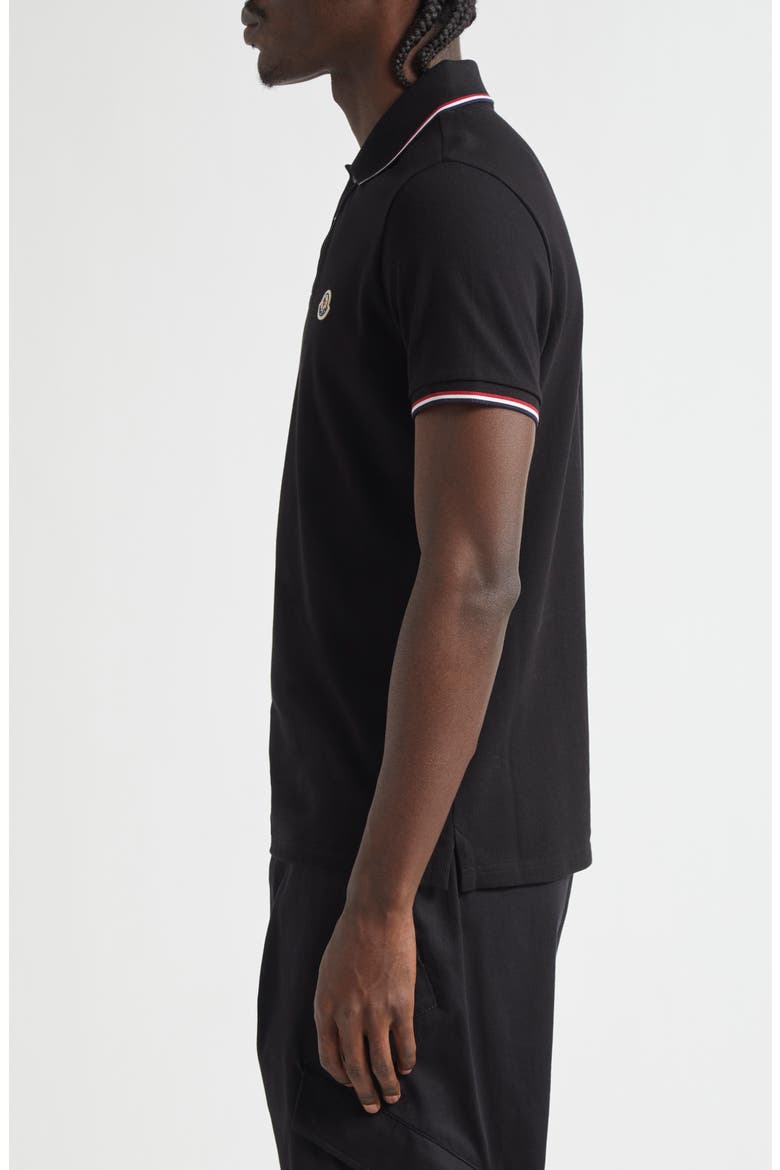 Tipped Cotton Piqué Polo, Alternate, color, BLACK