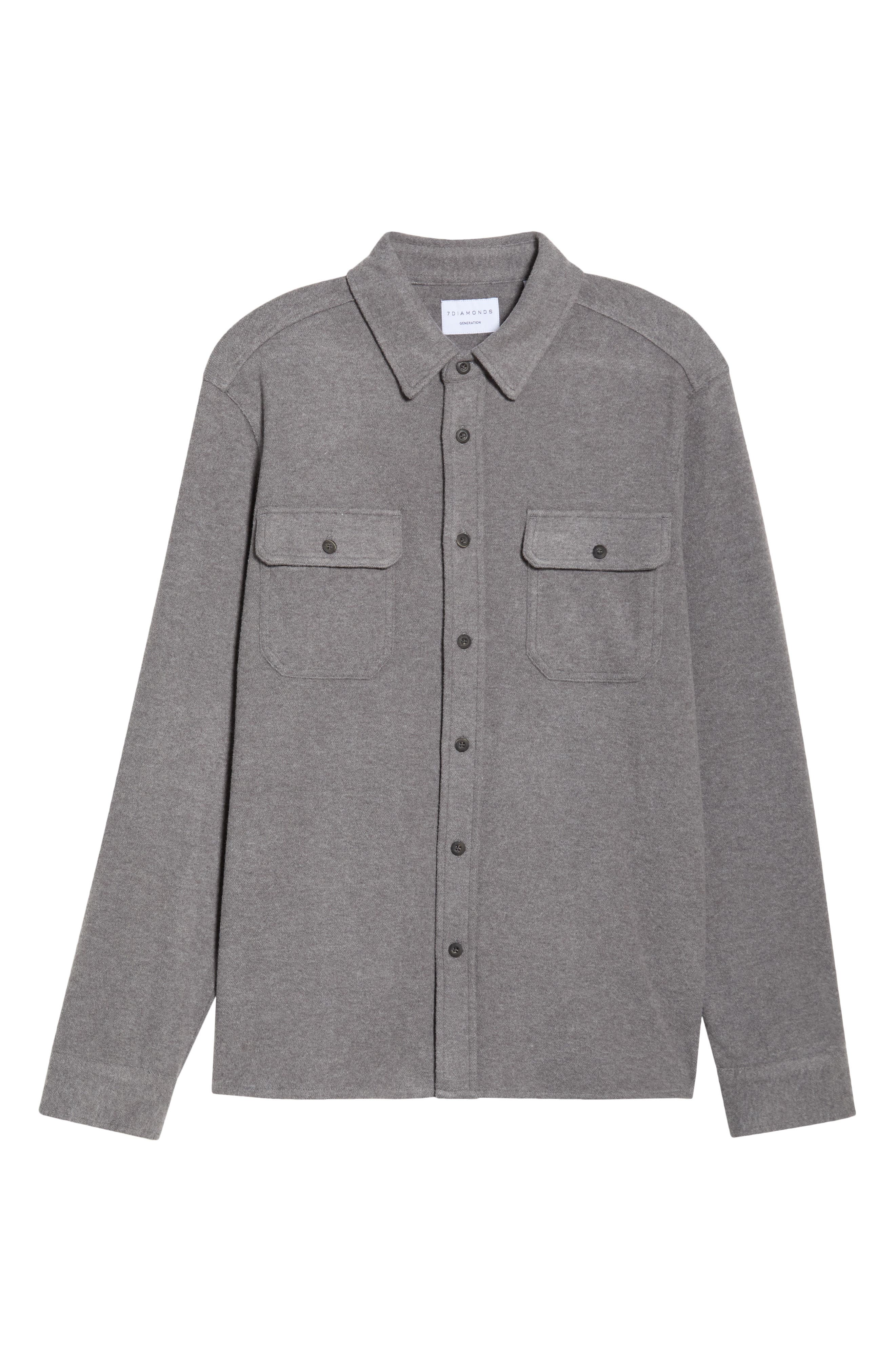7 Diamonds Generation Stretch Flannel Button-Up Shirt in Grey 