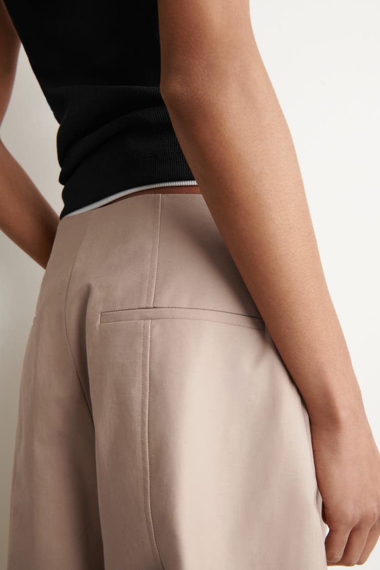 Cropped Barrel-Leg Cotton Pants, Alternate, color, BEIGE
