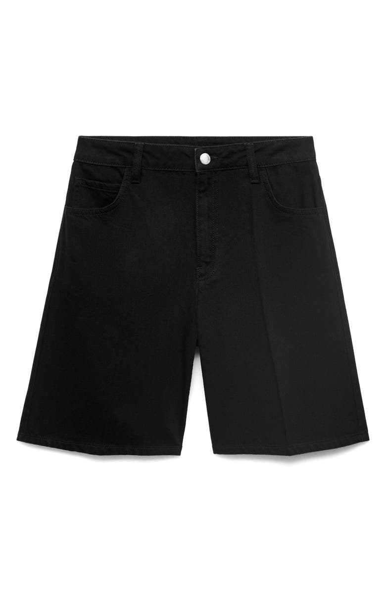 MANGO High Waist Denim Bermuda Shorts, Alternate, color, Black Denim