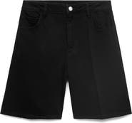 MANGO High Waist Denim Bermuda Shorts