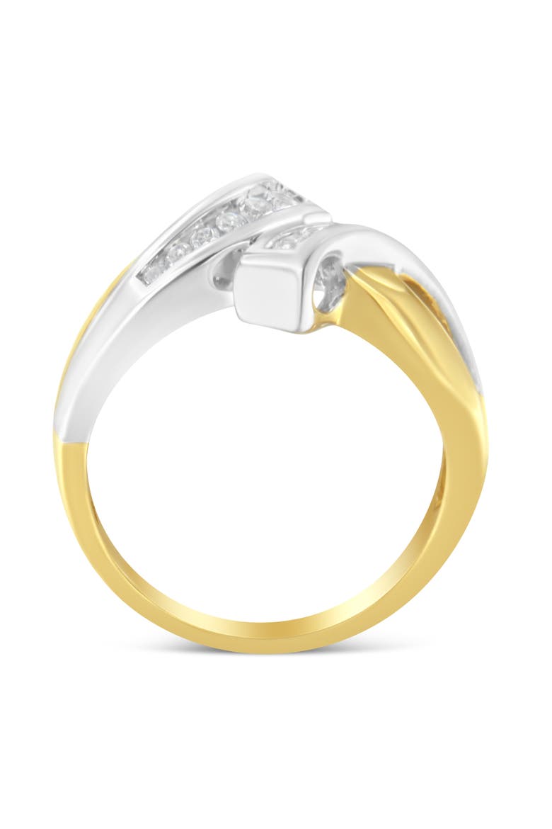 10K Two Toned Channel-Set 1/4 cttw Diamond Bypass Ring, Alternate, color, Yellow