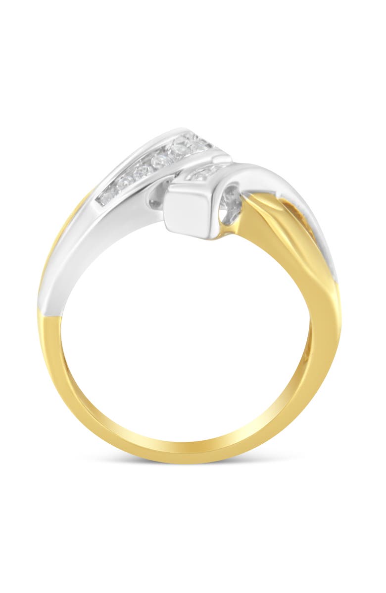 Haus of Brilliance 10K Two Toned Channel-Set 1/4 cttw Diamond Bypass Ring, Alternate, color, Yellow