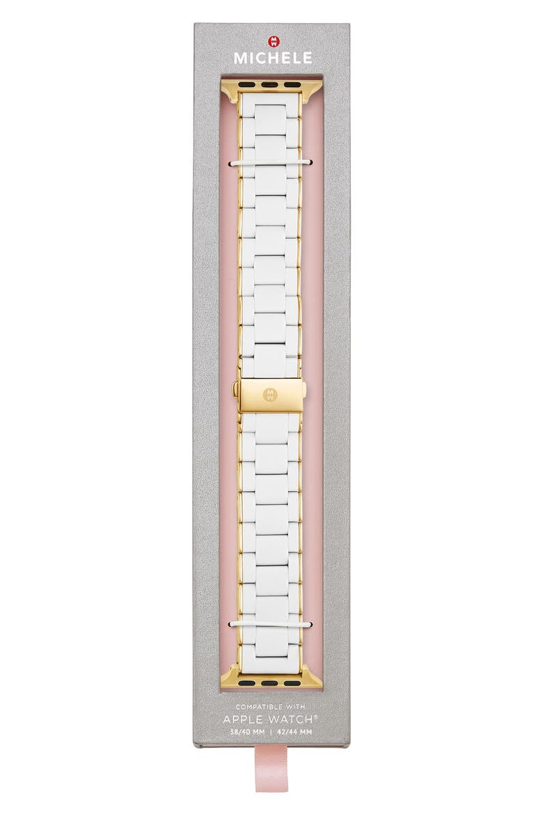 Silicone 20mm Apple Watch® Watchband, Alternate, color, GOLD/WHITE