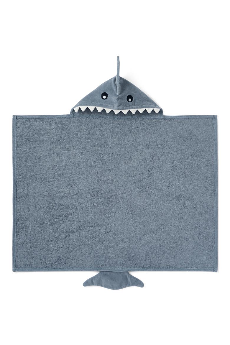 Terry Velour Hooded Shark Towel, Alternate, color, SLATE GRAY