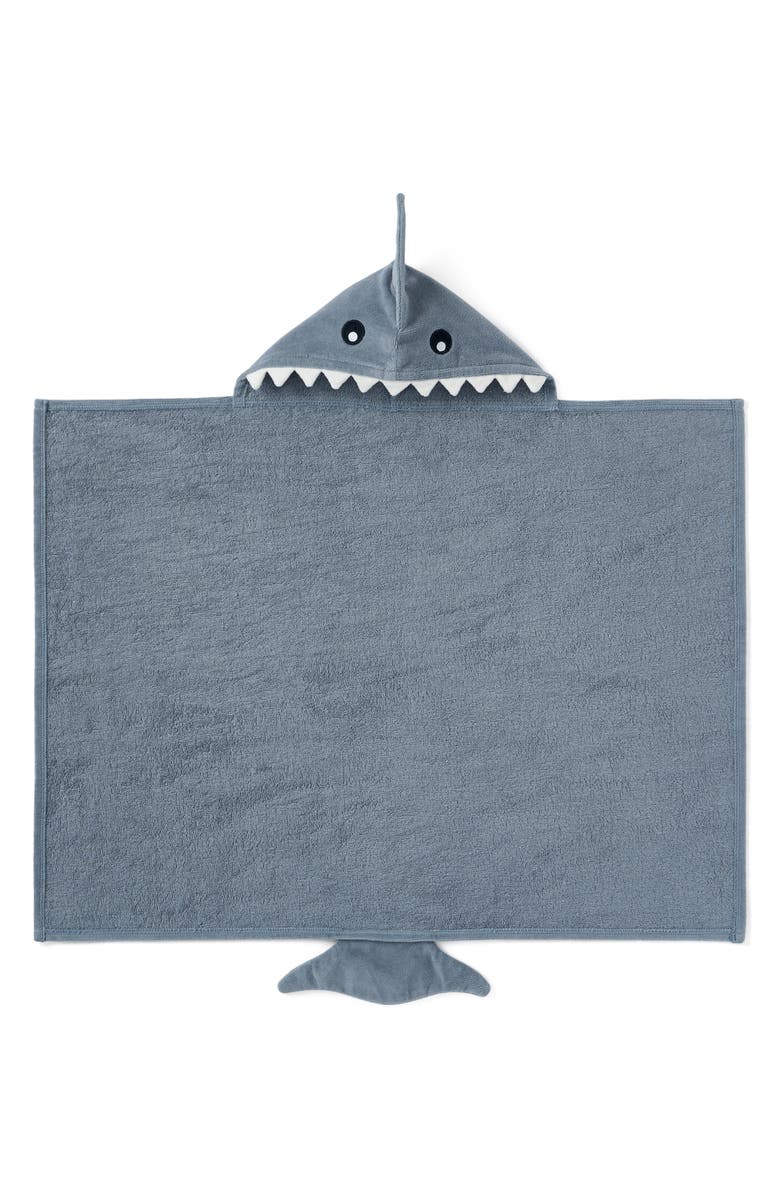 Elegant Baby Terry Velour Hooded Shark Towel, Alternate, color, Slate Gray