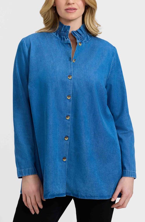 Foxcroft Carolina Denim Button-up Shirt In Blue