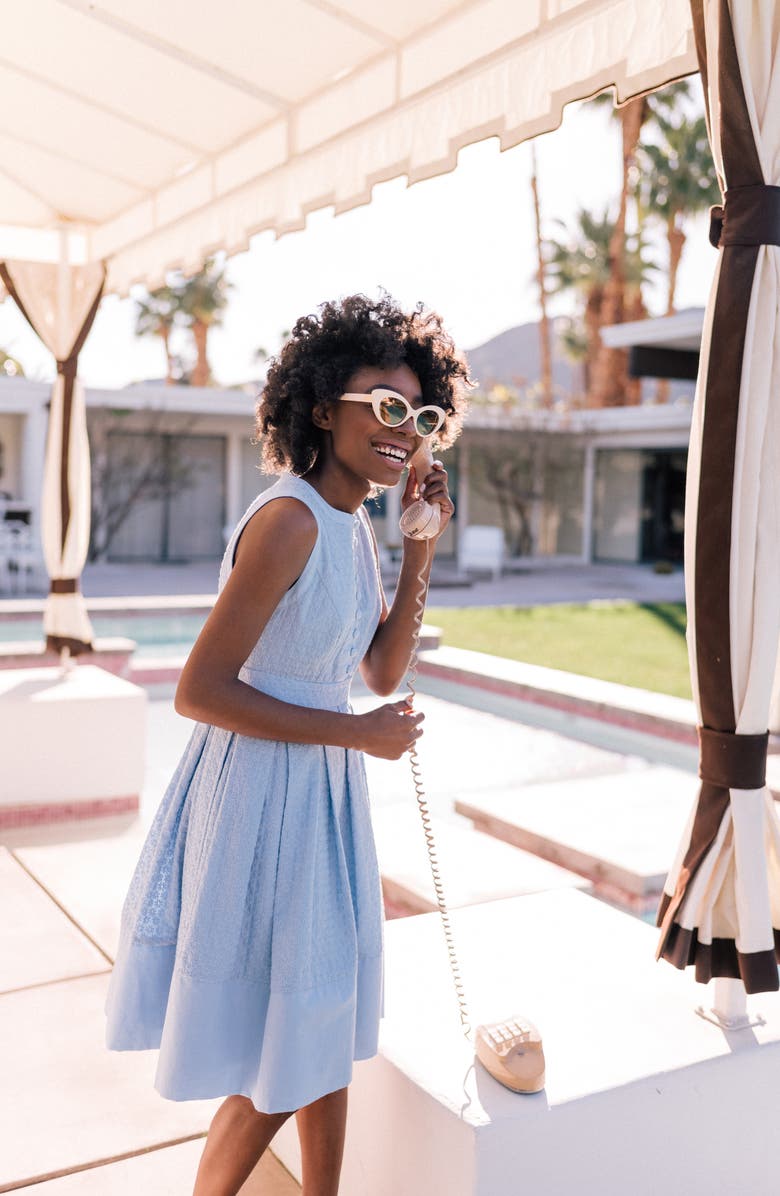 Gal Meets Glam Collection Ellen Fit & Flare Cotton Dress, Alternate, color, 