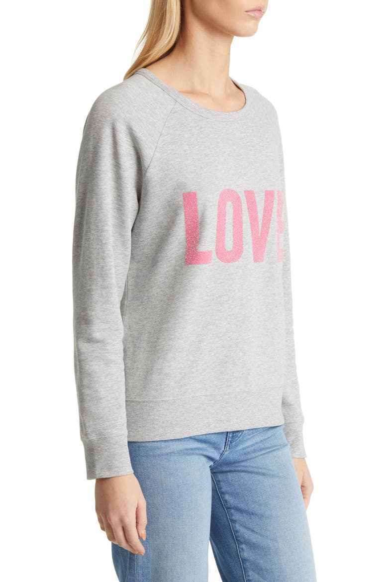 Love Embellished Graphic Sweatshirt, Alternate, color, GREY HEATHER LOVE