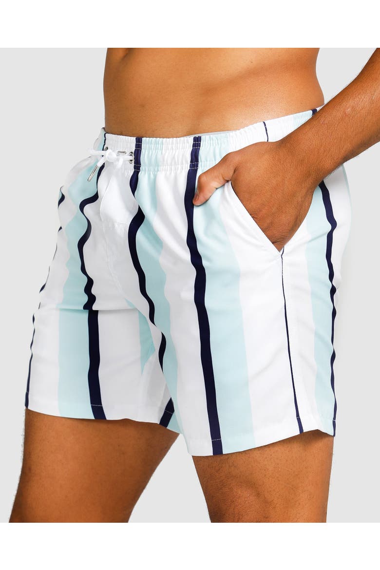 Capri Swim Short, Alternate, color, Navy, Mint & White Stripe