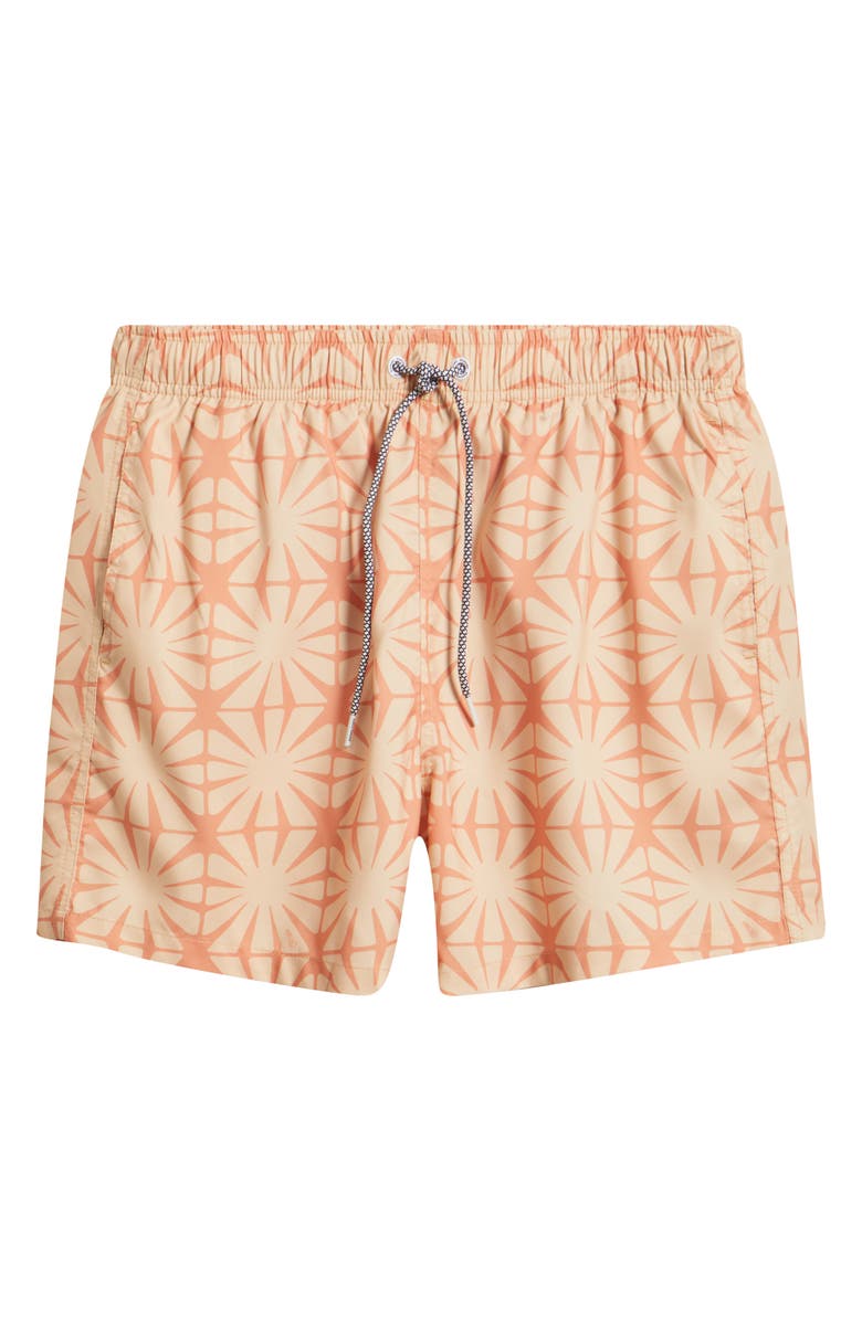 Boardies Tile Print Mid Length Swim Trunks, Alternate, color, Sand/ Caramel