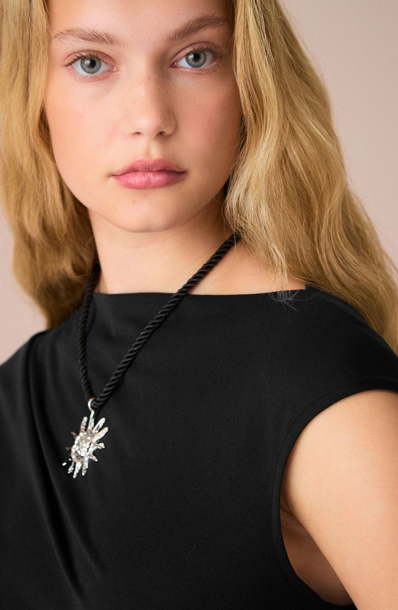 NEXT Asymmetric Sleeveless Dress, Alternate, color, Black