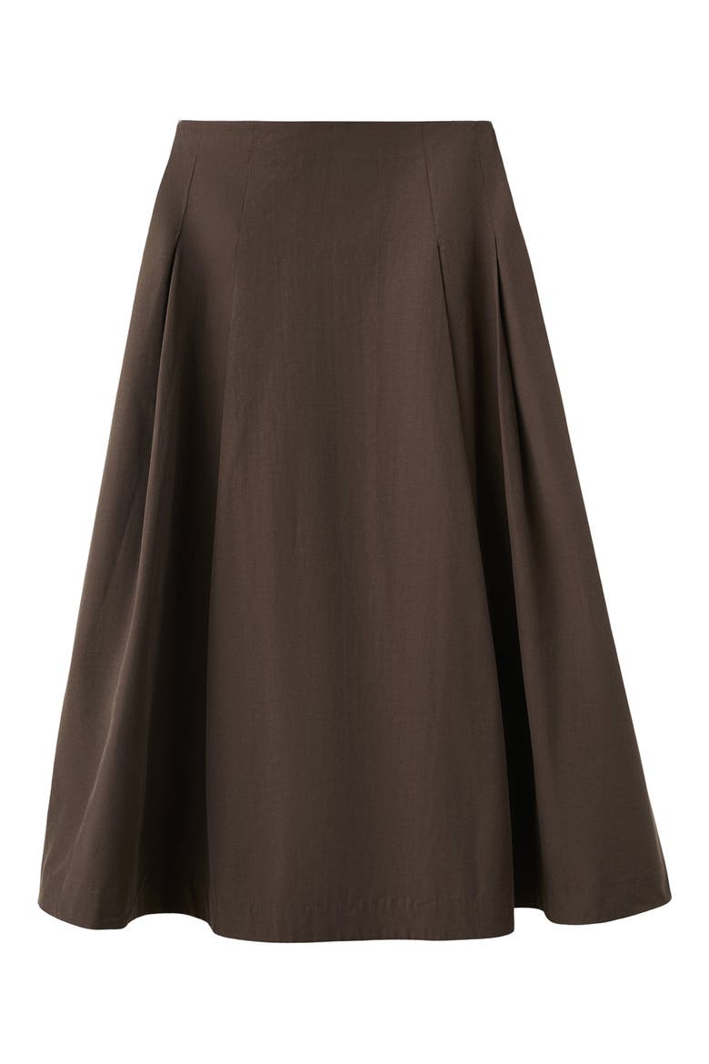 Pleated Midi Skirt, Alternate, color, CHOCOLATE