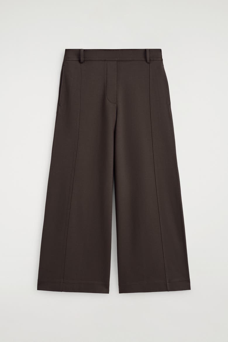 Twill-jersey Straight-leg Culottes, Alternate, color, DARK BROWN