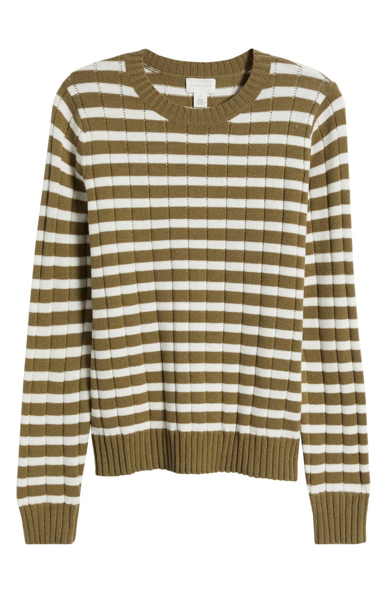 Caslon<sup>®</sup> Stripe Crewneck Rib Sweater, Alternate, color,