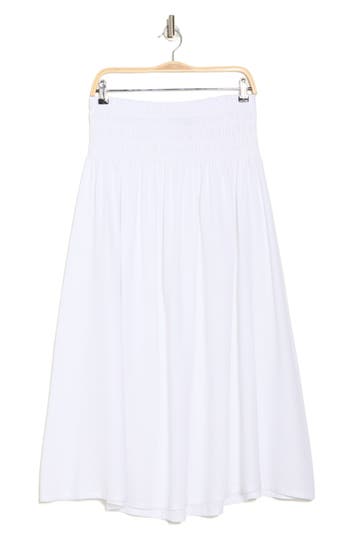 Shop Ellen Tracy Smocked Waist Flared Midi Skirt