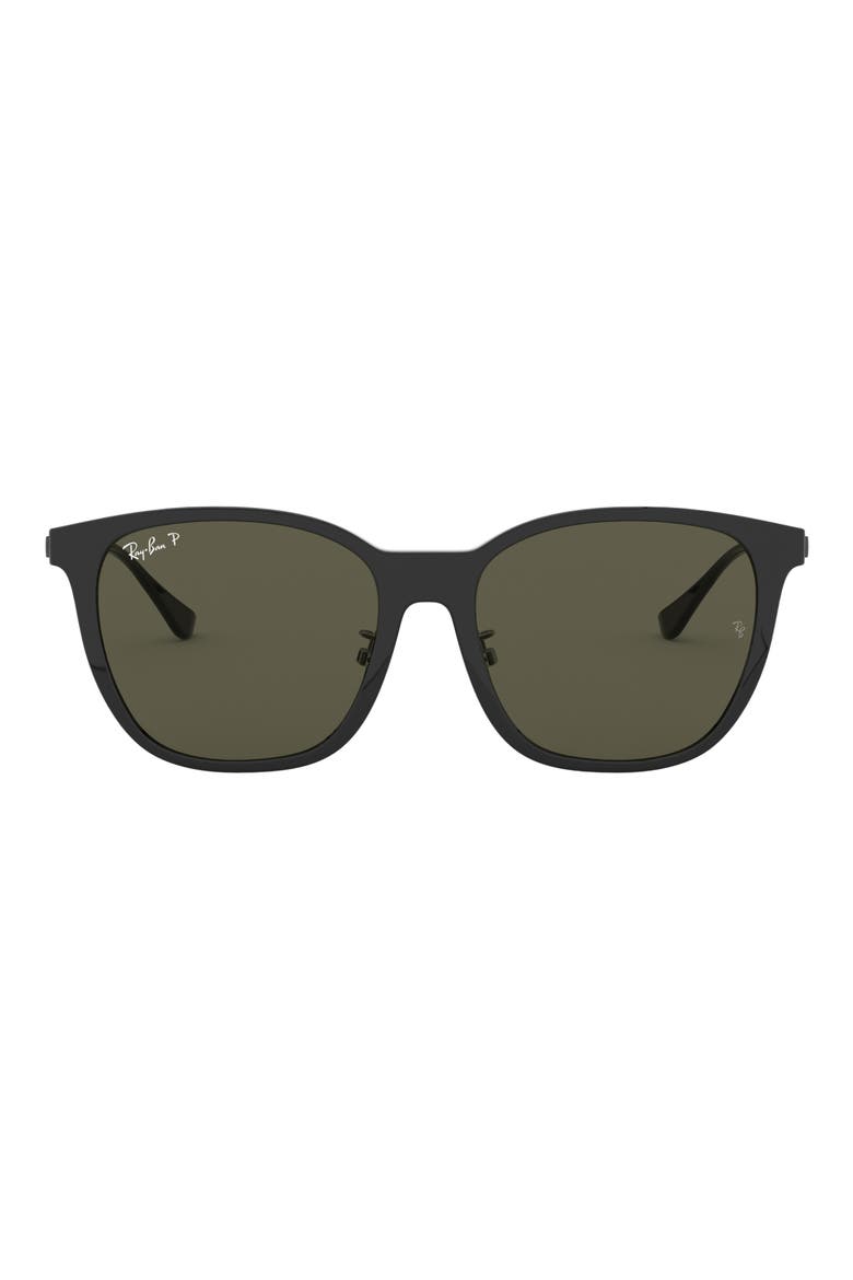 55mm Polarized Square Sunglasses, Main, color, BLACK / GREEN