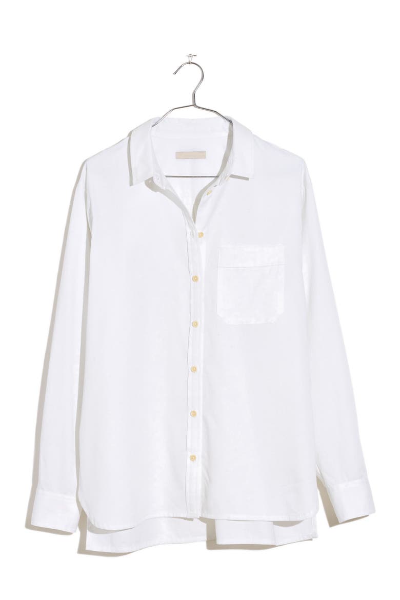 Oversize Ex-Boyfriend Button-Up Shirt, Alternate, color, EYELET WHITE