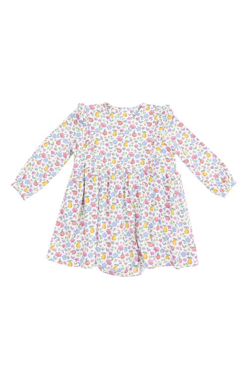 Angel Dear Fall Fruit Floral Long Sleeve Skirted Bodysuit In White