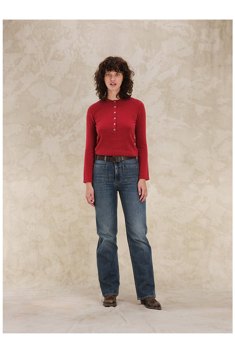 Lou Cashmere Henley Knit, Alternate, color, WINE