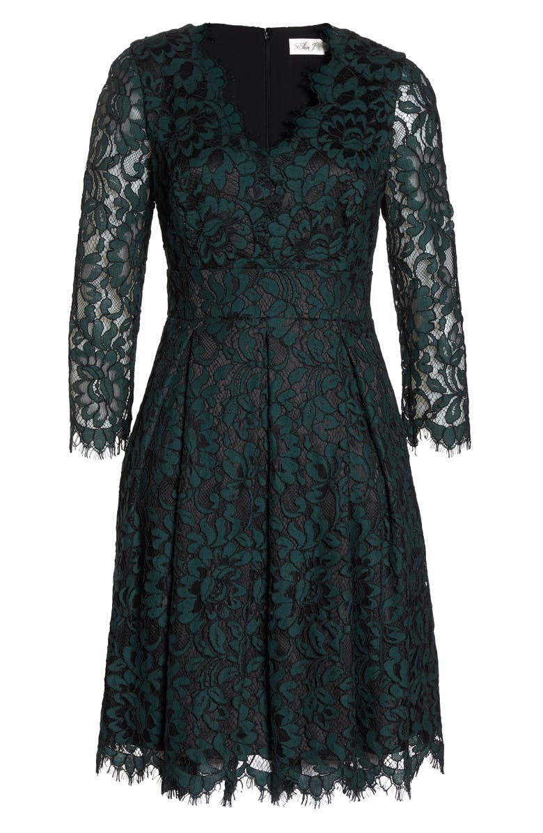 Eliza J Lace V-Neck Fit & Flare Dress, Alternate, color, 