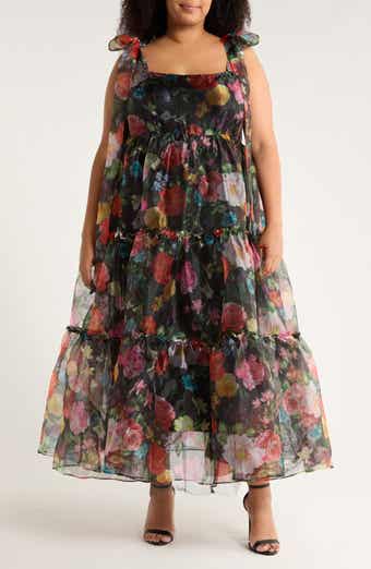 Chelsea28 Bow Shoulder Organza Maxi Dress