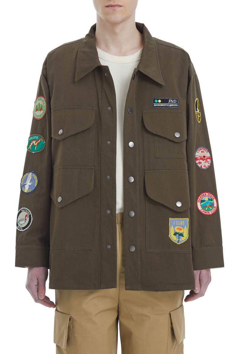 Oversize Patch Cotton Work Jacket, Main, color, MOCHA