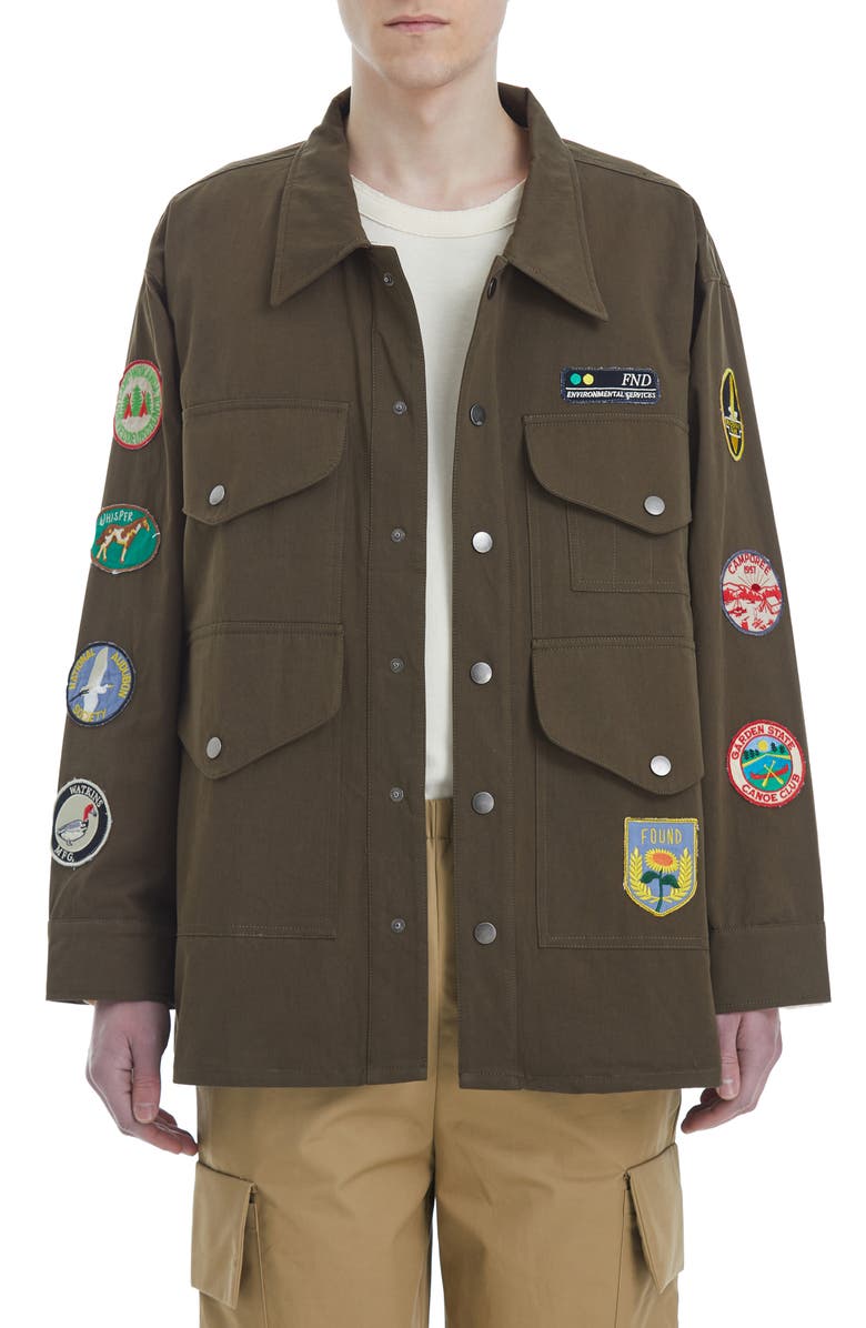 FOUND Oversize Patch Cotton Work Jacket, Main, color,