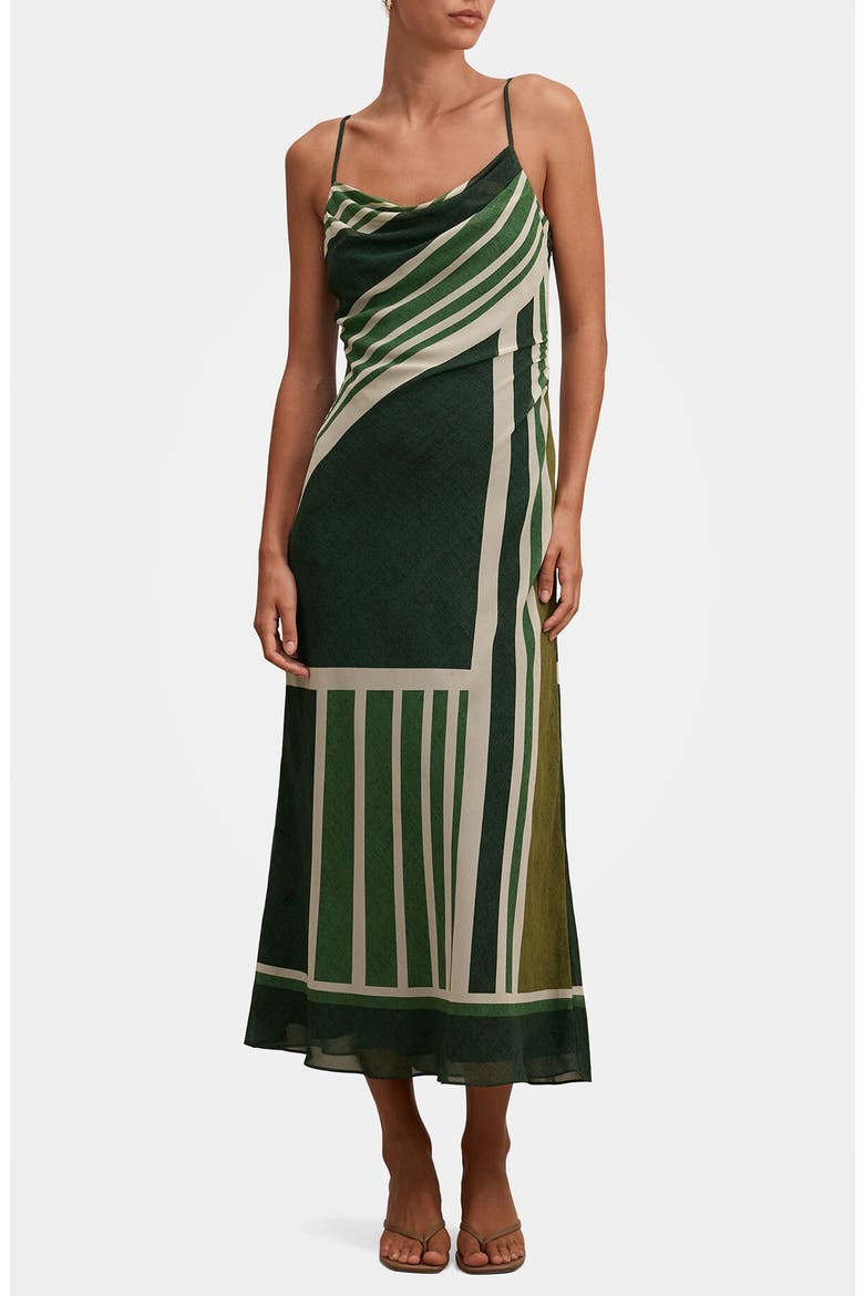 Annika Strappy Midi Dress, Main, color, VERDE STRIPE