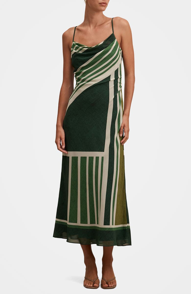 Ever New Annika Strappy Midi Dress, Main, color, Verde Stripe