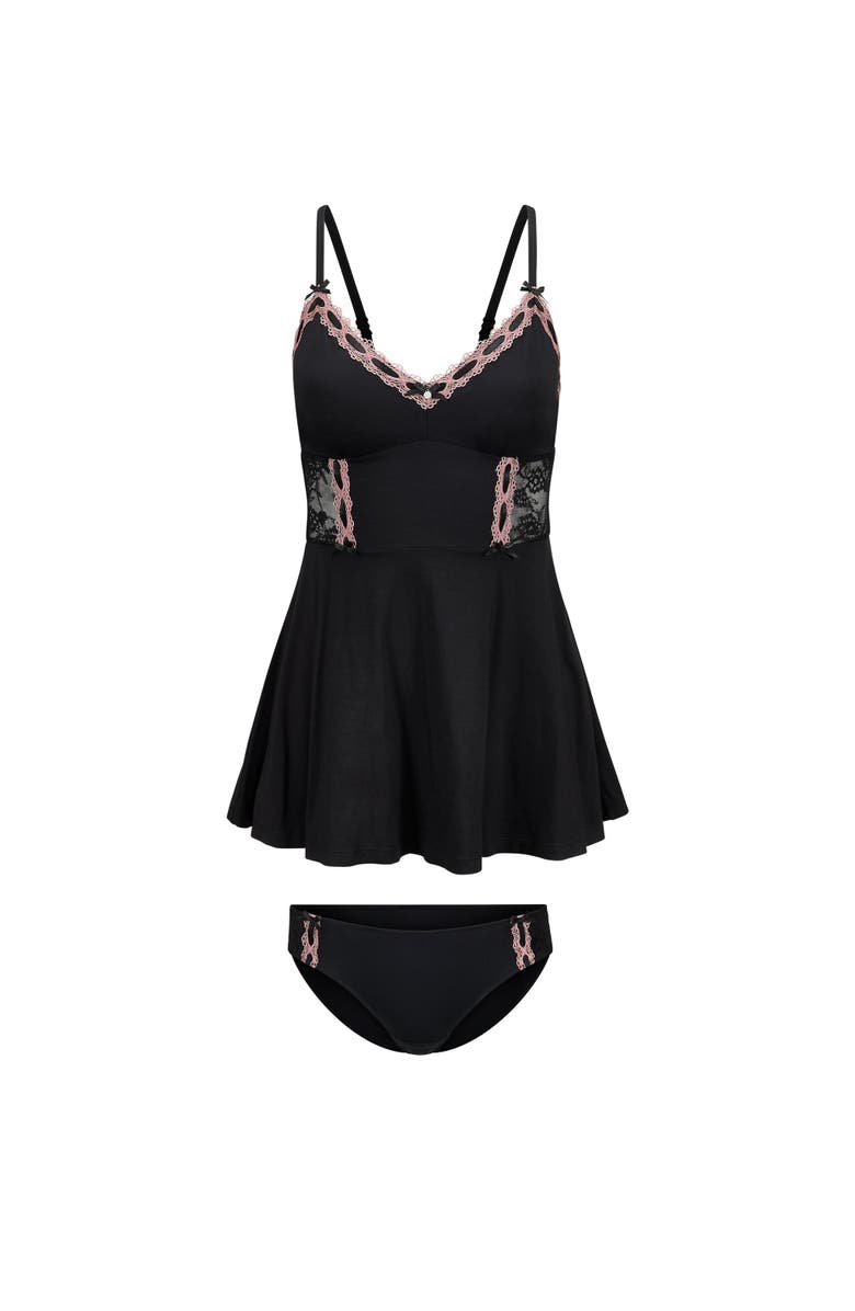 Adore Me Hilda Babydoll & Hipster Set, Alternate, color, Black